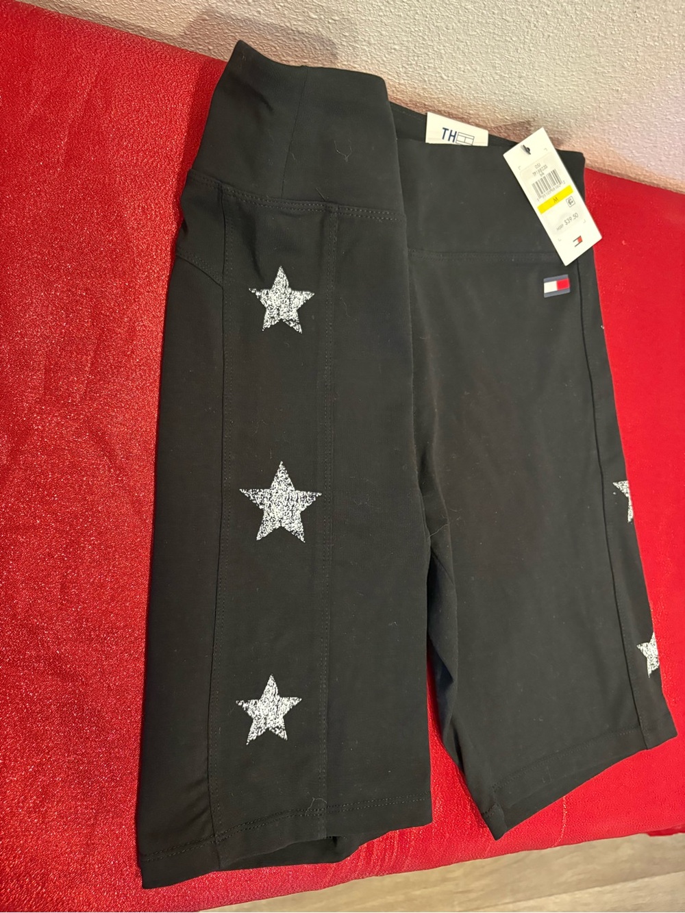 Tommy Hilfiger Black Girls' Shorts with white Star Print